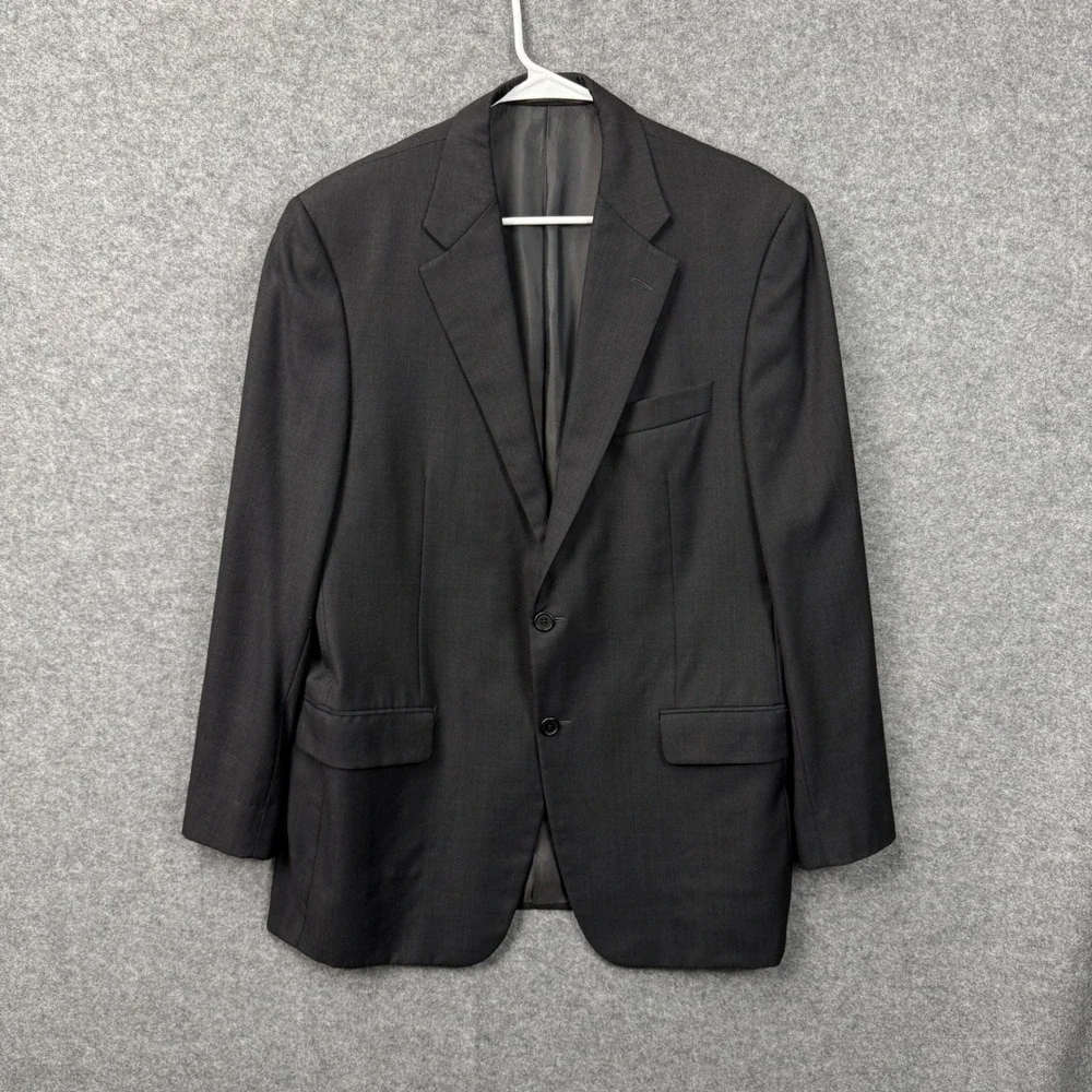 Hickey Freeman Loro Piana Super 130s Wool Blazer Charcoal Grey 41R Mens YA003